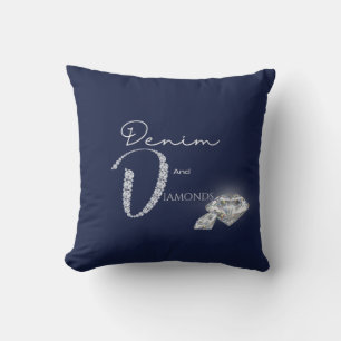 Denim and diamonds throw pillow
