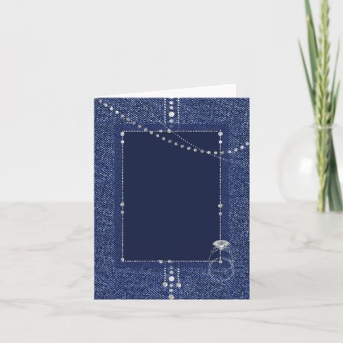 Denim and diamonds wedding invitation