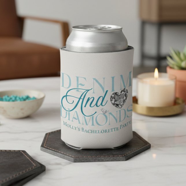 Denim and Diamonds Western Bachelorette Can Cooler (Denim and Diamonds Western Bachelorette Can Cooler)