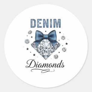 Denim And Diamonds Western Graphic Tee For Girls W Classic Round Sticker