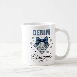 Denim And Diamonds Western Graphic Tee For Girls W Coffee Mug