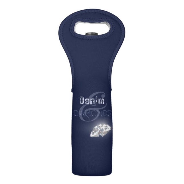 Denim and diamonds wine gift bag (Front)