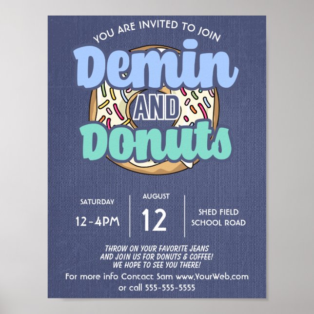 denim and donuts school PTO PTA fundraiser Poster (Front)