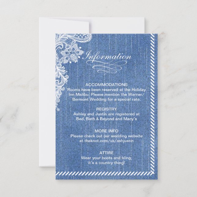 Denim and Lace Information card (Front)