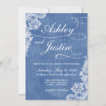 Denim And Lace Rustic Wedding Invitation by LangDesignShop at Zazzle