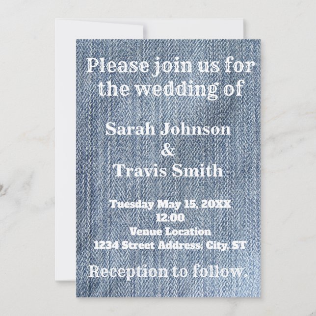 Denim and Lace Wedding Invitation (Front)