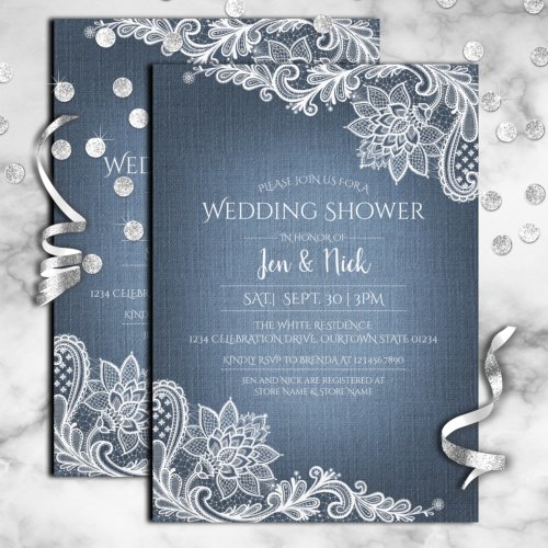 Denim and Lace Wedding Shower Invitation