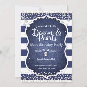 Denim and Pearls Birthday Invitation