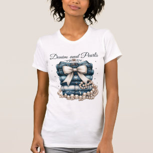 Denim And Pearls Cowgirl Western Party T-Shirt
