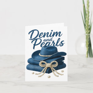 Denim And Pearls Outfit Women Western Cowgirl Rode Card