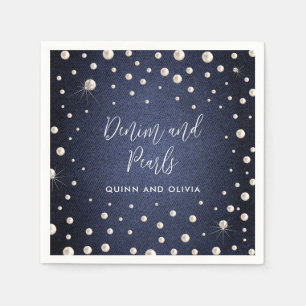 Denim and Pearls Party Cocktail Napkin