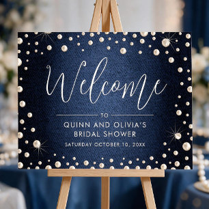Denim and Pearls Welcome Sign