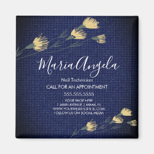 Denim and Wild Flowers Yellow Blue Salon Beauty Magnet