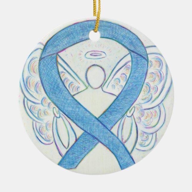 Denim Awareness Ribbon Angel Custom Ornament (Front)