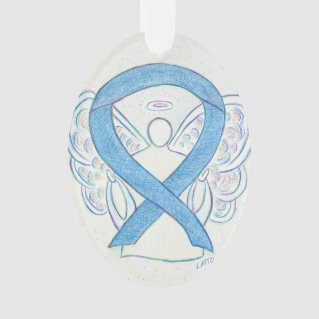 Denim Awareness Ribbon Angel Ornament (Front)