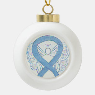 Denim Awareness Ribbon Angel Ornaments