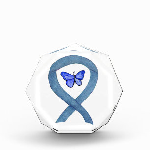 Denim Awareness Ribbon Butterfly Paperweight Award