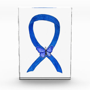 Denim Awareness Ribbon Butterfly Paperweight Award