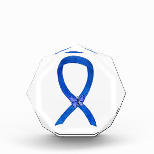 Denim Awareness Ribbon Butterfly Paperweight Award