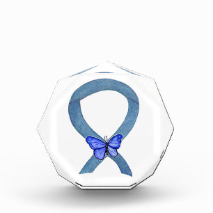 Denim Awareness Ribbon Butterfly Paperweight Award