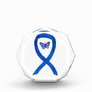 Denim Awareness Ribbon Butterfly Paperweight Award