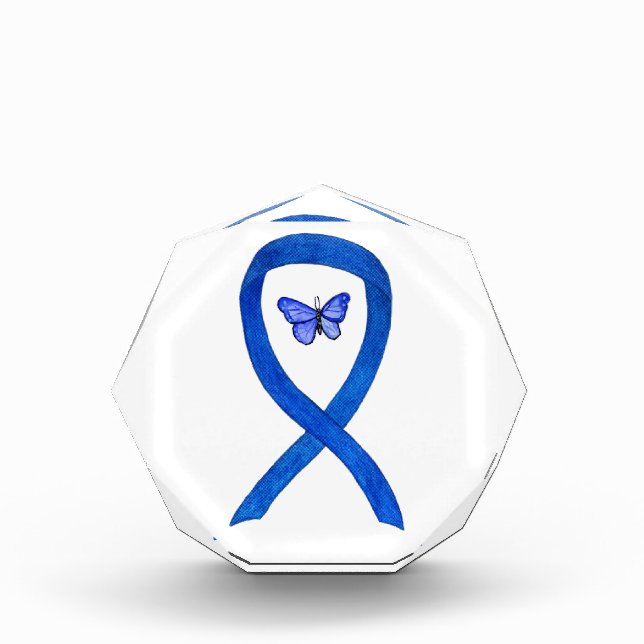 Denim Awareness Ribbon Butterfly Paperweight Award (Front)
