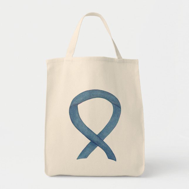 Denim Awareness Ribbon Custom Tote Bag (Front)