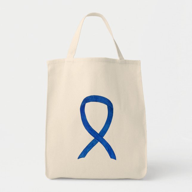 Denim Awareness Ribbon Custom Tote Bag (Front)