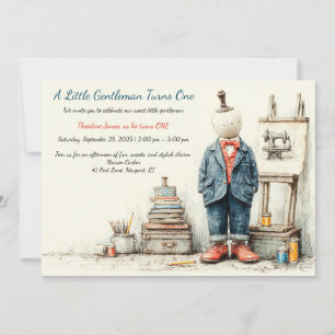 Denim Baby 1st Birthday & Perfume Sketch Invitation