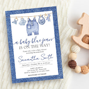 Denim Baby Blue Jean Baby Shower Invitation