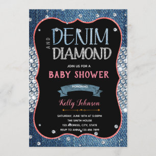 Denim baby shower diamonds Invitation