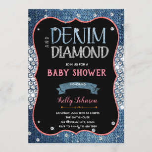 Denim baby 2024 shower invitations