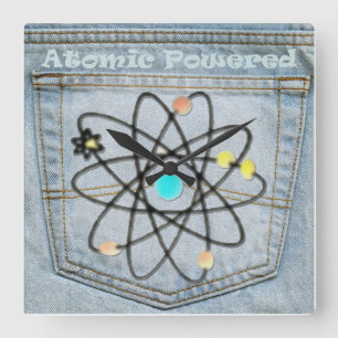 Denim Back Pocket "Atomic Powered" Clock