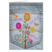 Denim Back Pocket Flowers Peace Love Hope (Front)