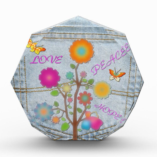 Denim Back Pocket Flowers Peace Love Hope Award (Front)