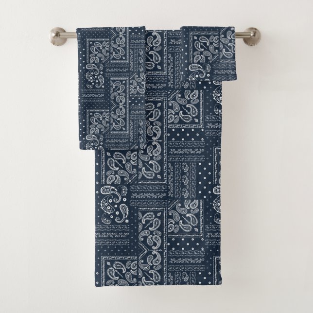 Denim Bandanna Quilt Bath Towel Set (Insitu)