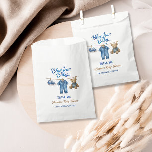 Denim Bear Clothesline Boy Blue Jean Baby Shower Favor Bag