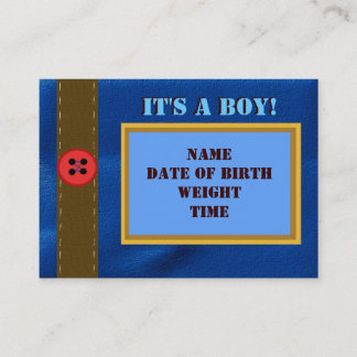 Denim Birth Announcement Card