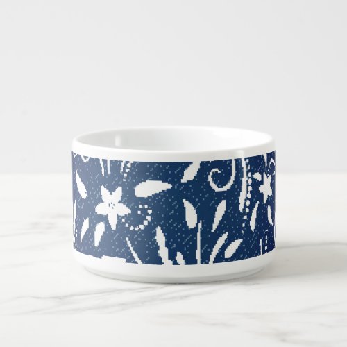 Denim Blooms Floral Pattern Background Bowl