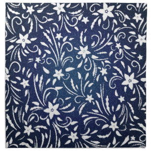 Denim Blooms: Floral Pattern Background Cloth Napkin