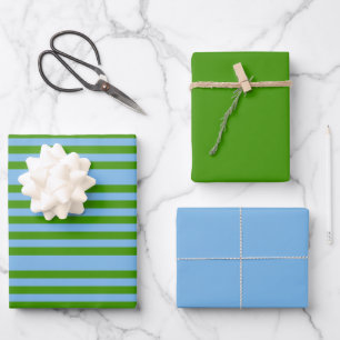 Denim Blue and Grass Green Wrapping Paper