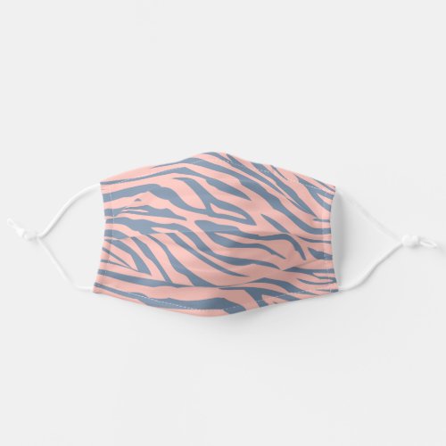 Denim Blue and Pastel Pink Zebra Pattern Adult Cloth Face Mask