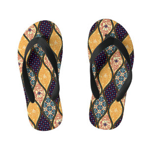 Denim Blue Art Nouveau: Seamless Kid's Flip Flops