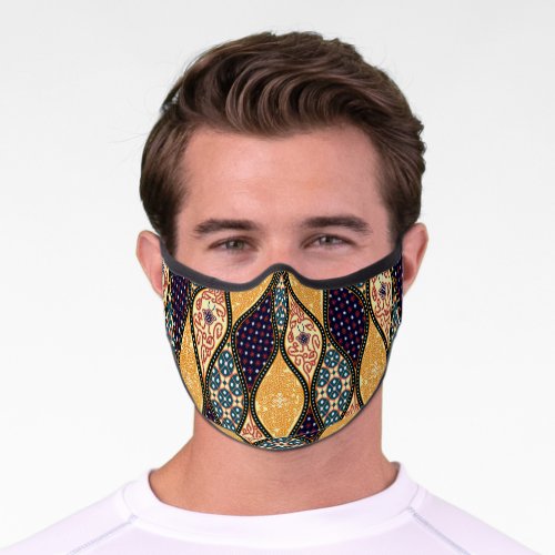 Denim Blue Art Nouveau Seamless Premium Face Mask
