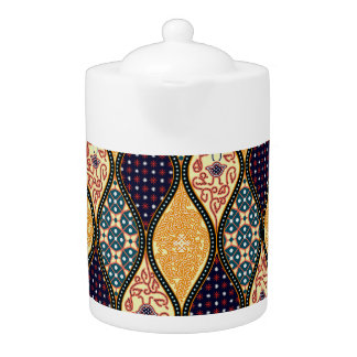 Denim Blue Art Nouveau: Seamless Teapot
