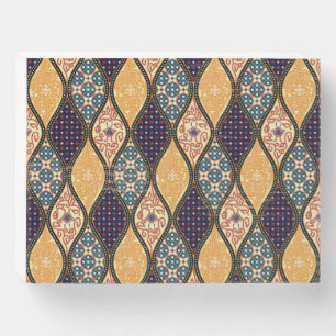 Denim Blue Art Nouveau: Seamless Wooden Box Sign