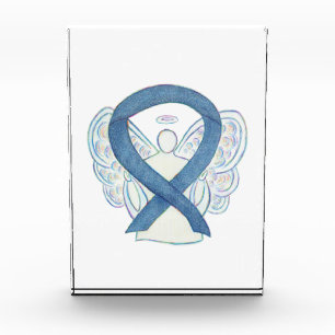 Denim Blue Awareness Ribbon Art Paperweight Award