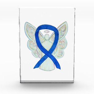 Denim Blue Awareness Ribbon Art Paperweight Award