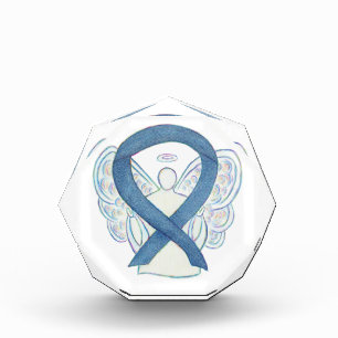 Denim Blue Awareness Ribbon Art Paperweight Award