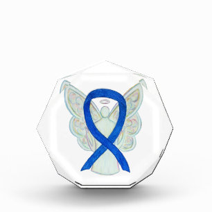 Denim Blue Awareness Ribbon Art Paperweight Award